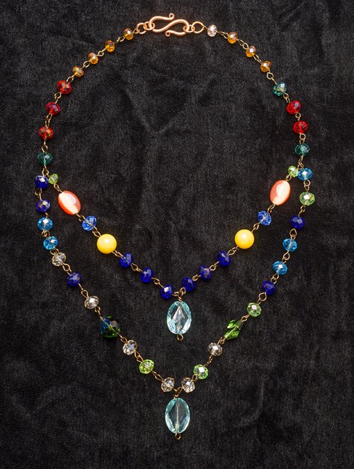 Nancy Chase's Color Inspiration - Chihuly Colors - , Wire Jewelry Design, Design, Double Drop Necklace